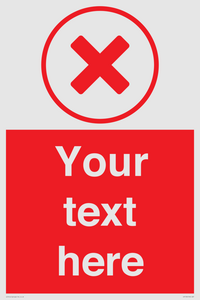 Custom red background, red cross in circle sign